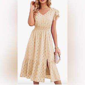 Grace Karin Cream Polka Dot Midi Dress